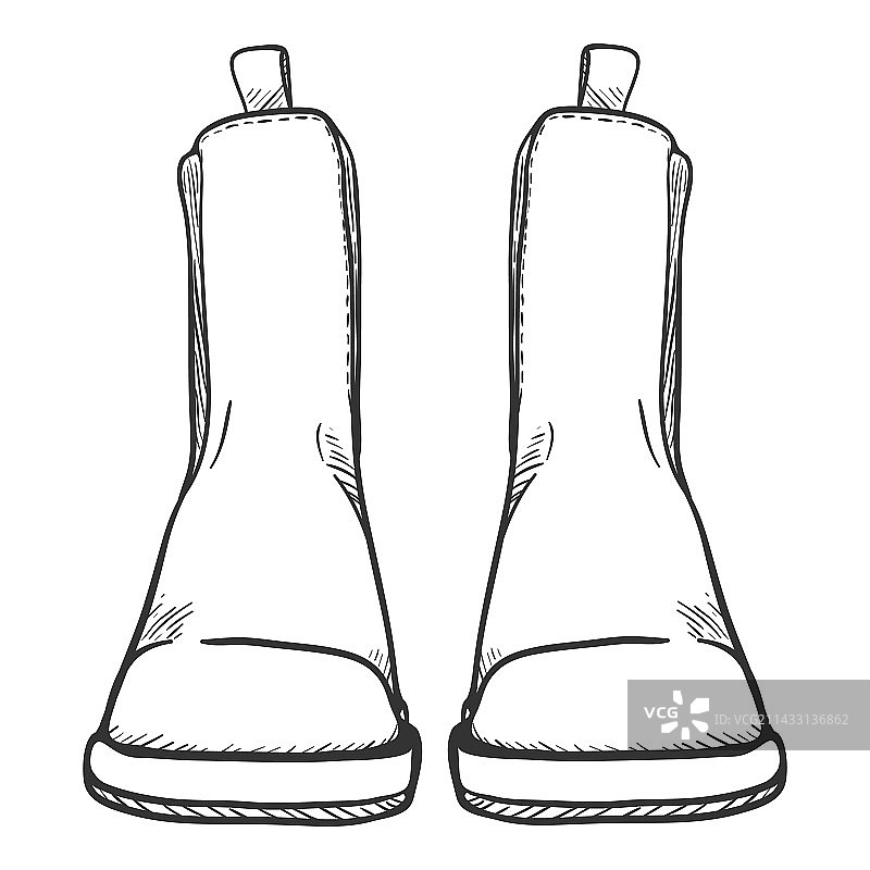 切尔西靴经典男士靴子手绘草图图片素材