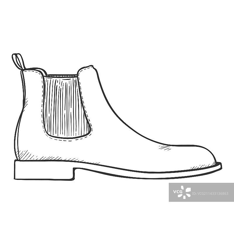 切尔西靴经典男士靴子手绘草图图片素材