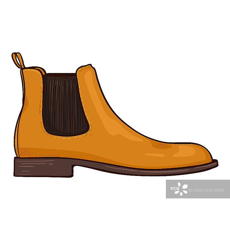 黄色麂皮卡通经典切尔西靴图片素材