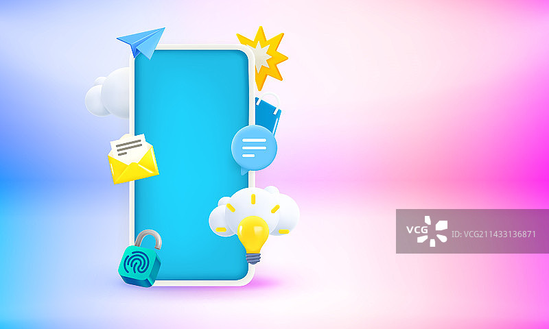 具有通信元素的现代智能手机图片素材