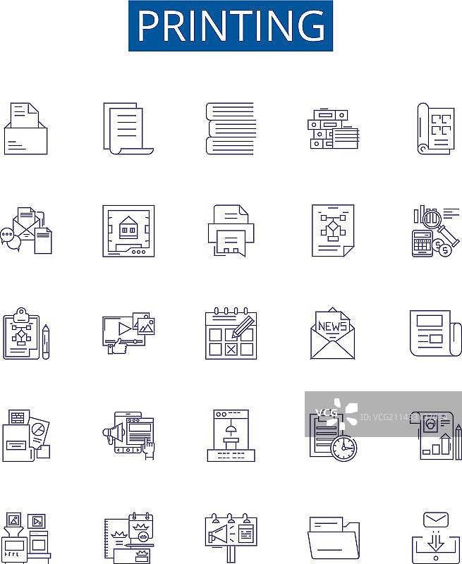 印刷线性图标设计合集图片素材