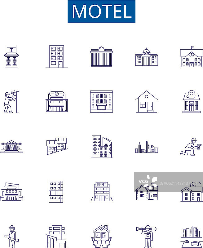 汽车旅馆线性图标标志设计图片素材