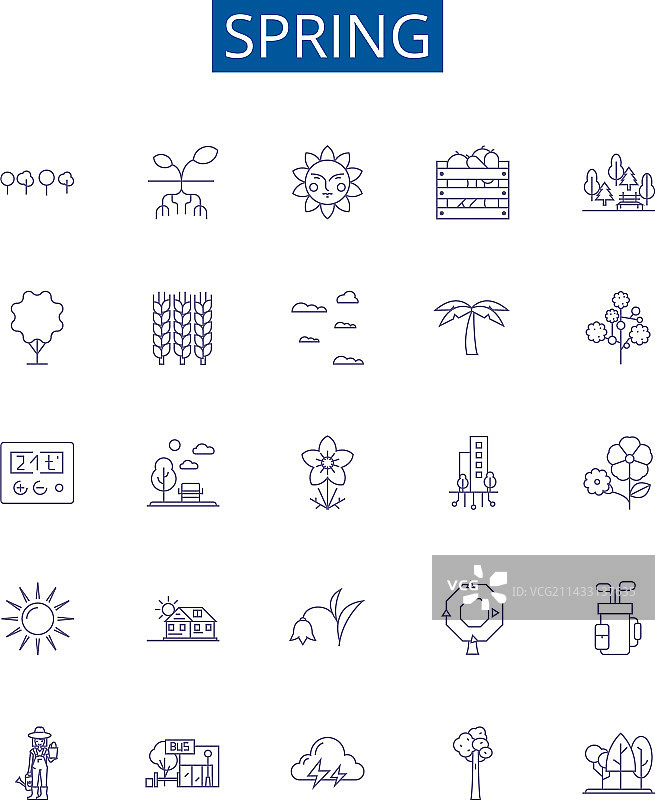 春季线性图标标志设计合集图片素材