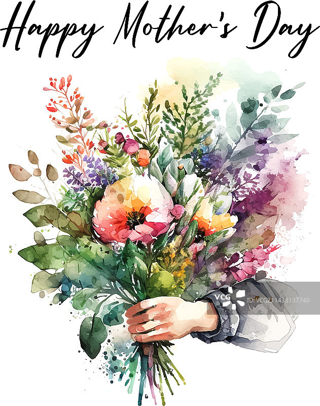 母亲节快乐水彩复古边框图片素材