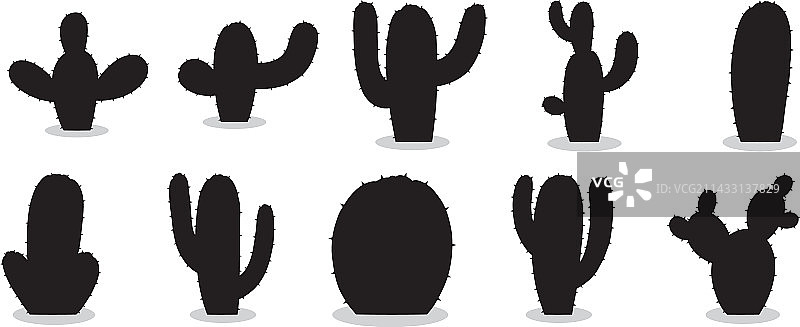 仙人掌植物剪影设计合集图片素材