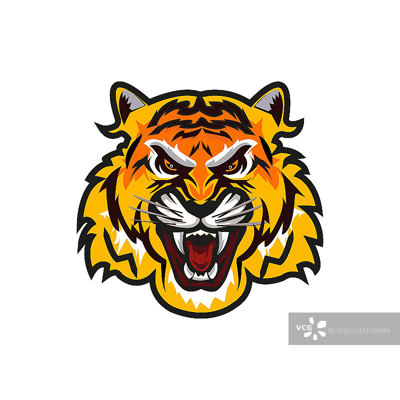 白色背景上的老虎脸部艺术图片素材