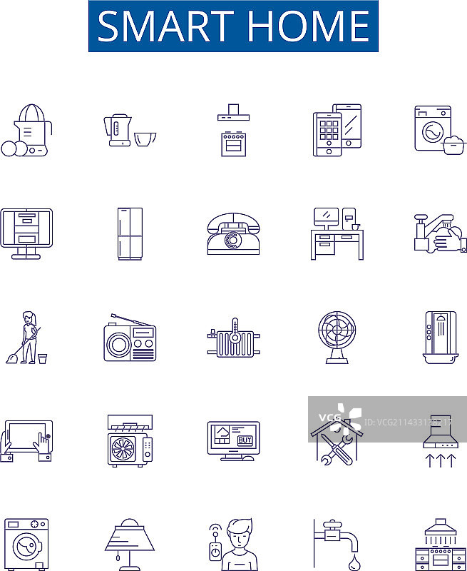 智能家居线性图标标志设计合集图片素材