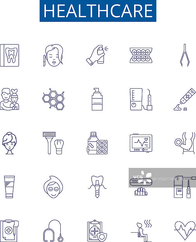医疗保健线性图标标志设计合集图片素材