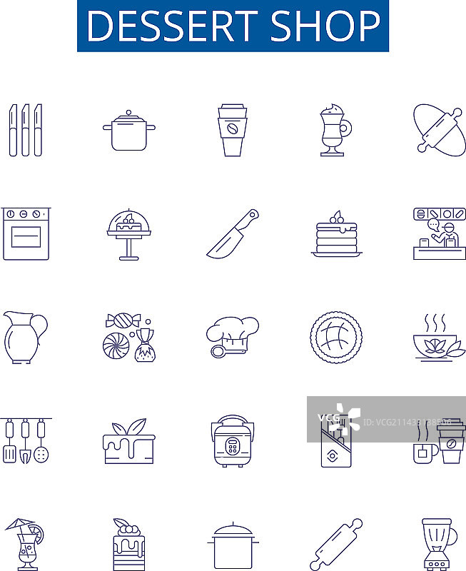 甜品店线性图标设计图片素材