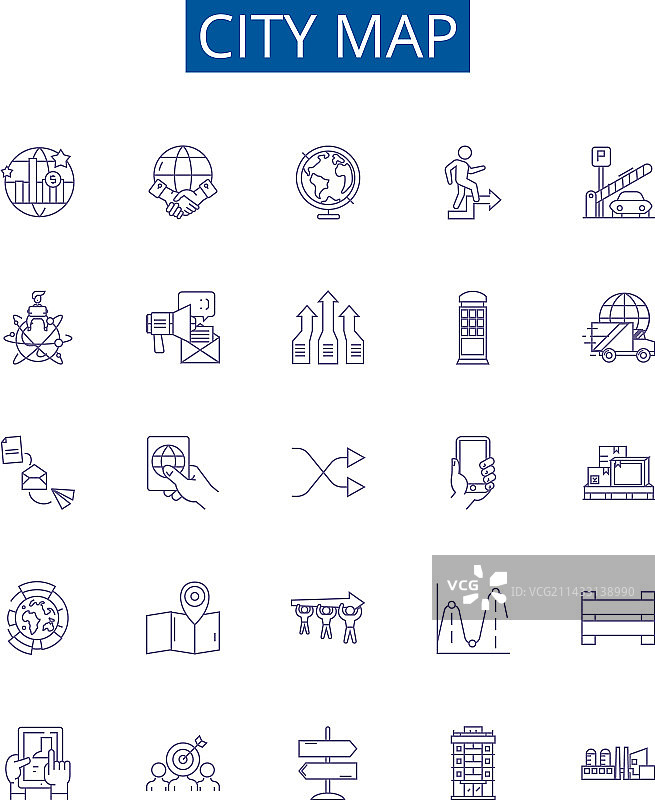 城市地图线条图标设计合集图片素材