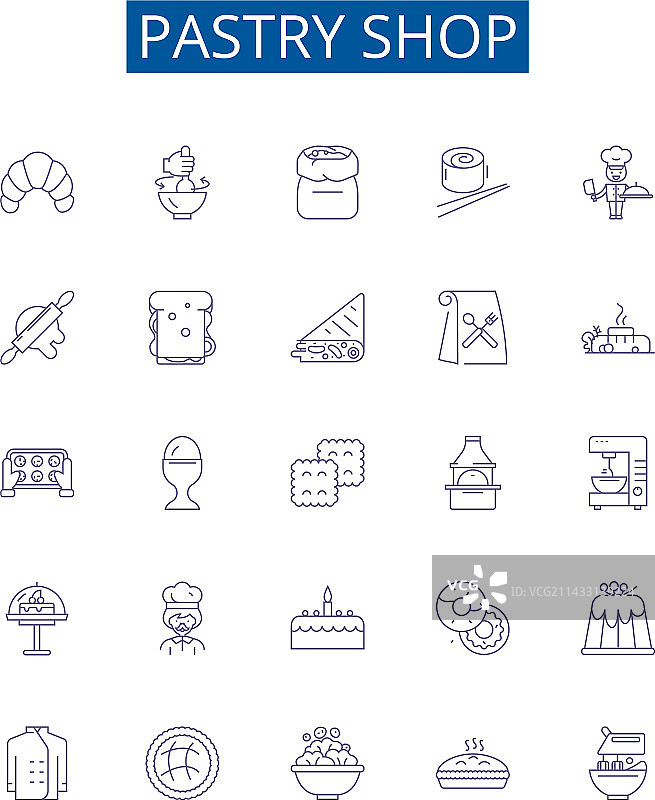 糕点店线性图标设计图片素材