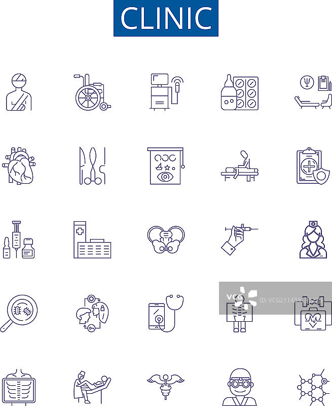 诊所线性图标标志设计合集图片素材