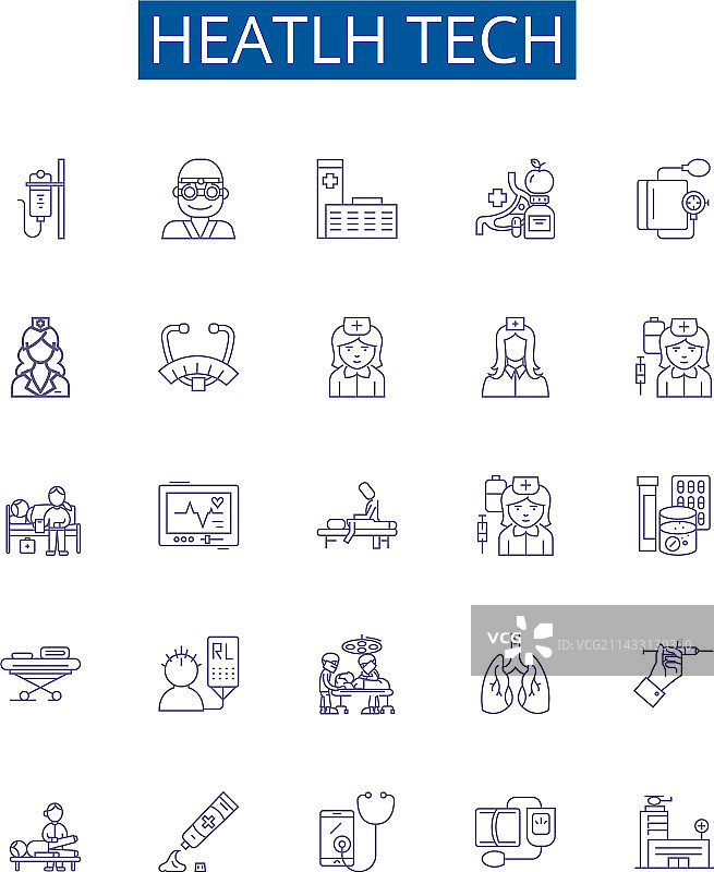 健康科技线性图标集设计图片素材