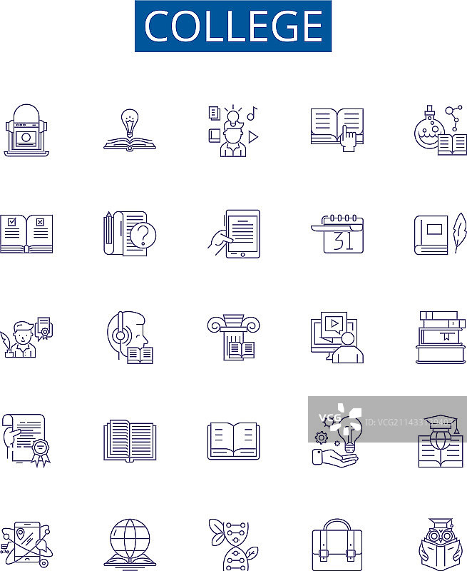 大学线性图标设计集合图片素材