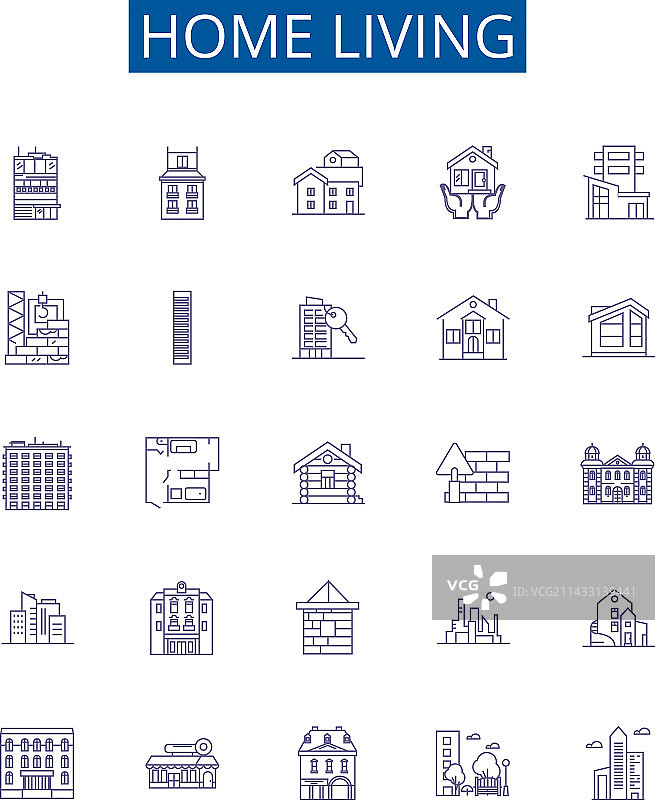 家居生活线性图标符号集设计图片素材
