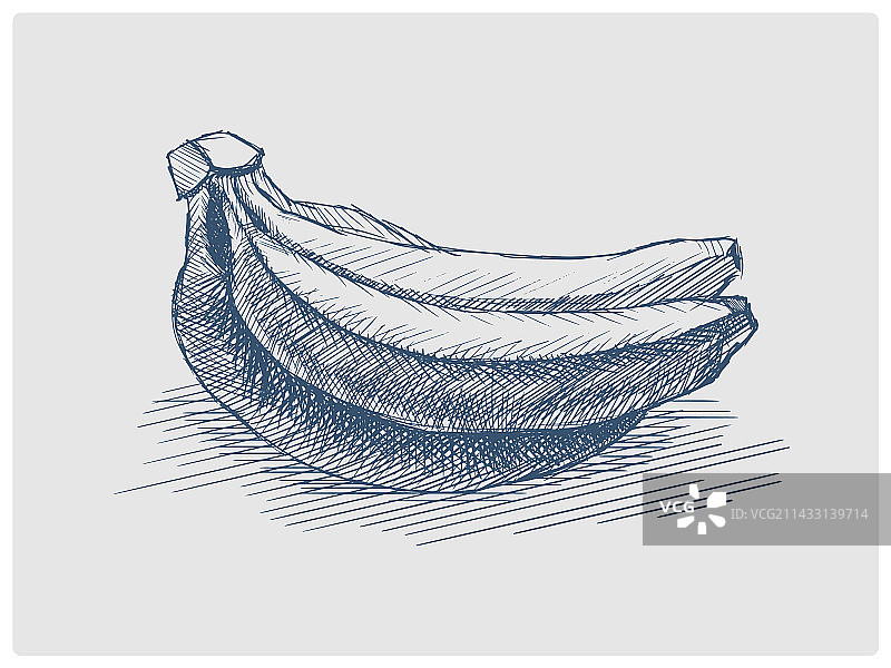 手绘香蕉蓝色草图图片素材