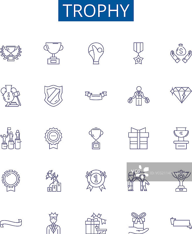 奖杯线性图标标志设计合集图片素材