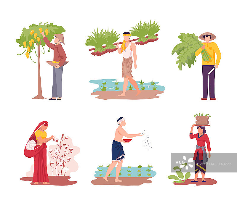 亚洲男女农民耕作图片素材