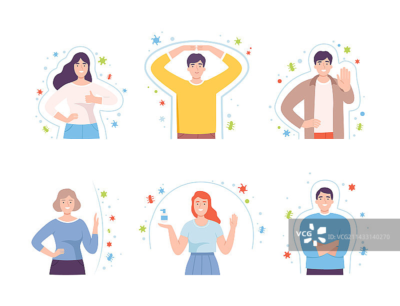 有隐形屏障的年轻男女图片素材