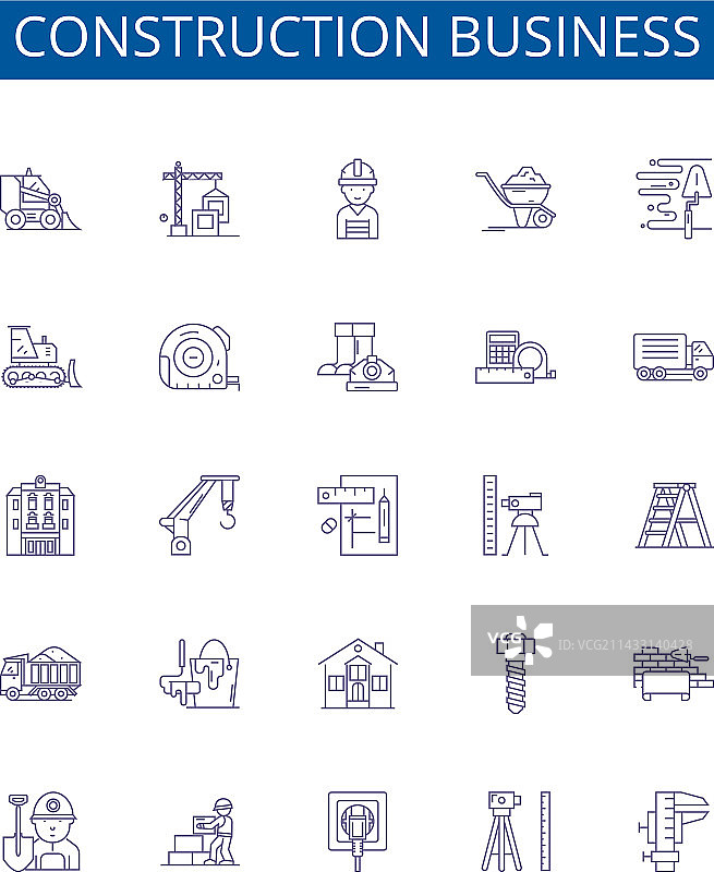 建筑业务线性图标标志设计图片素材