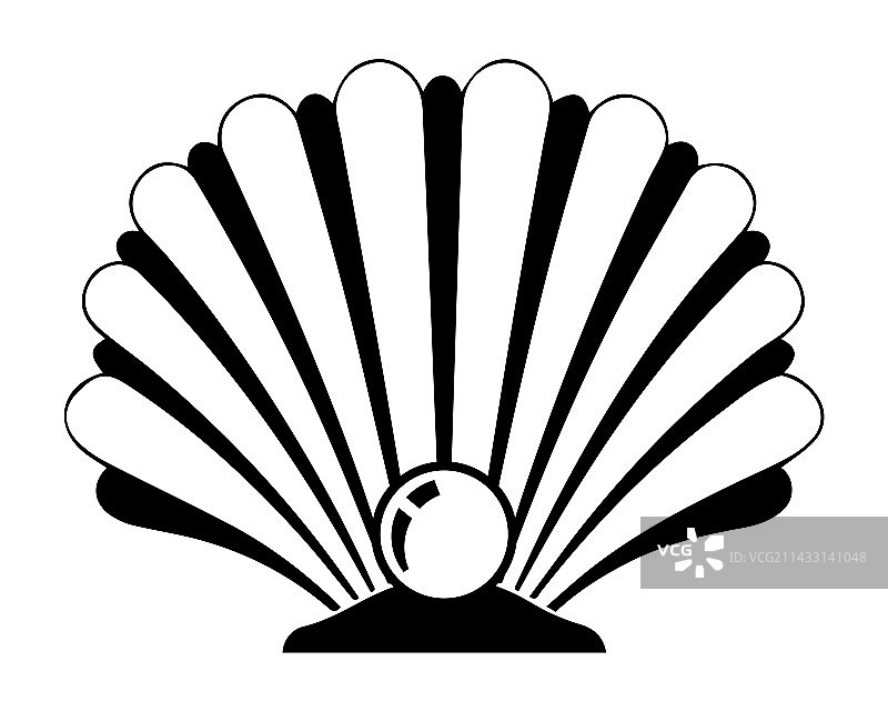 极简风格的黑海贝壳珍珠图标图片素材