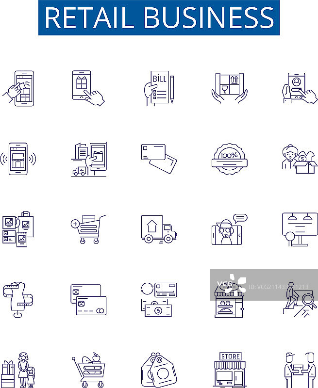 零售商业线性图标集图片素材