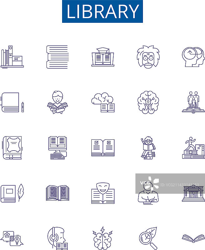 图书馆线性图标标志设计系列图片素材