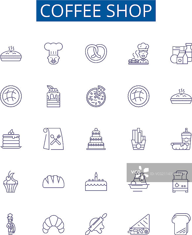 咖啡店线性图标设计图片素材