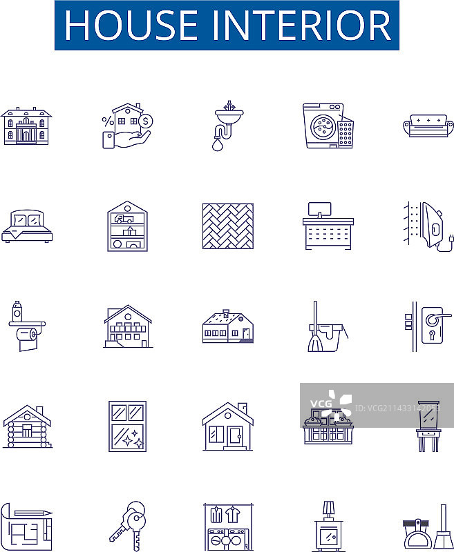 房屋内饰线条图标设计图片素材