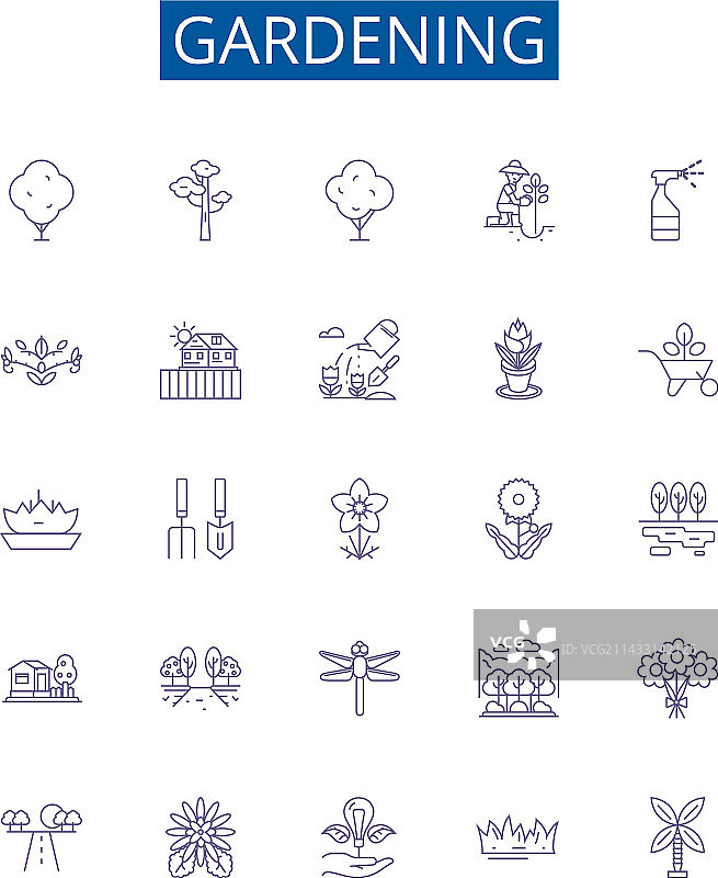 园艺线性图标合集图片素材