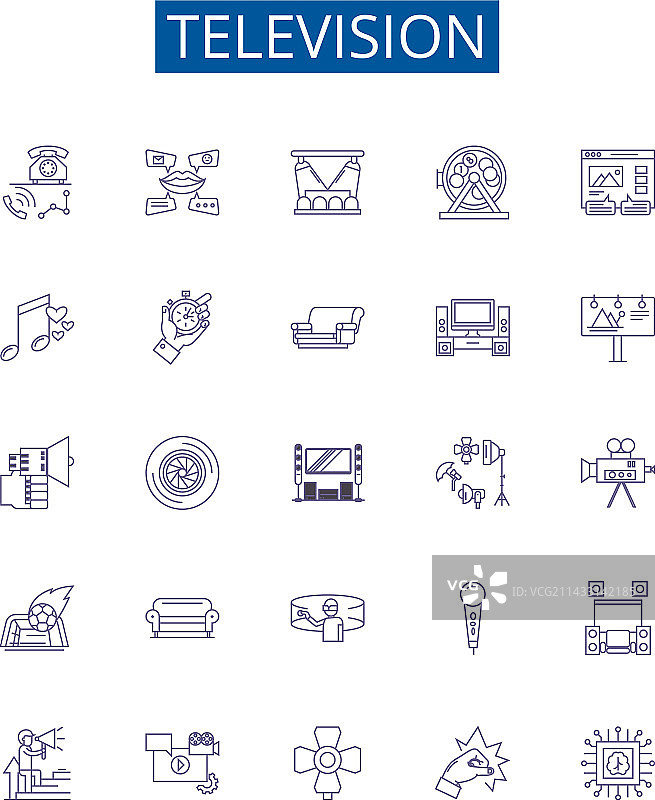 电视线条图标集设计图片素材