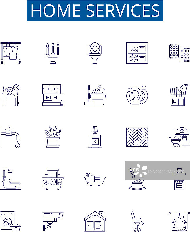 家居服务线性图标标志设计集图片素材