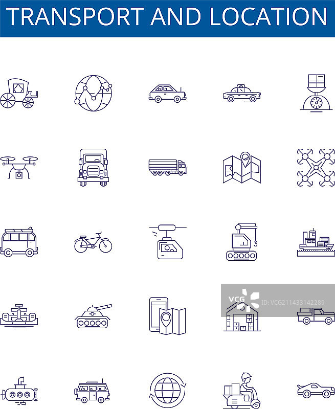 交通运输与位置线性图标集图片素材