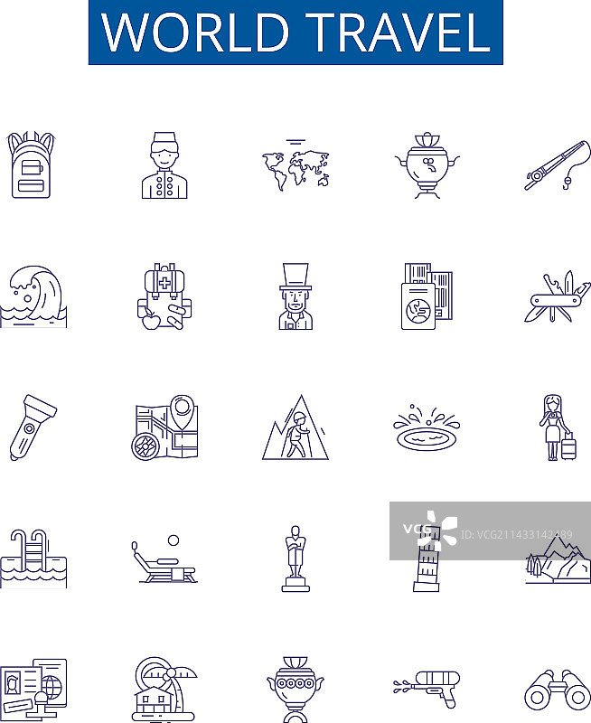 世界旅行线性图标标志设计图片素材
