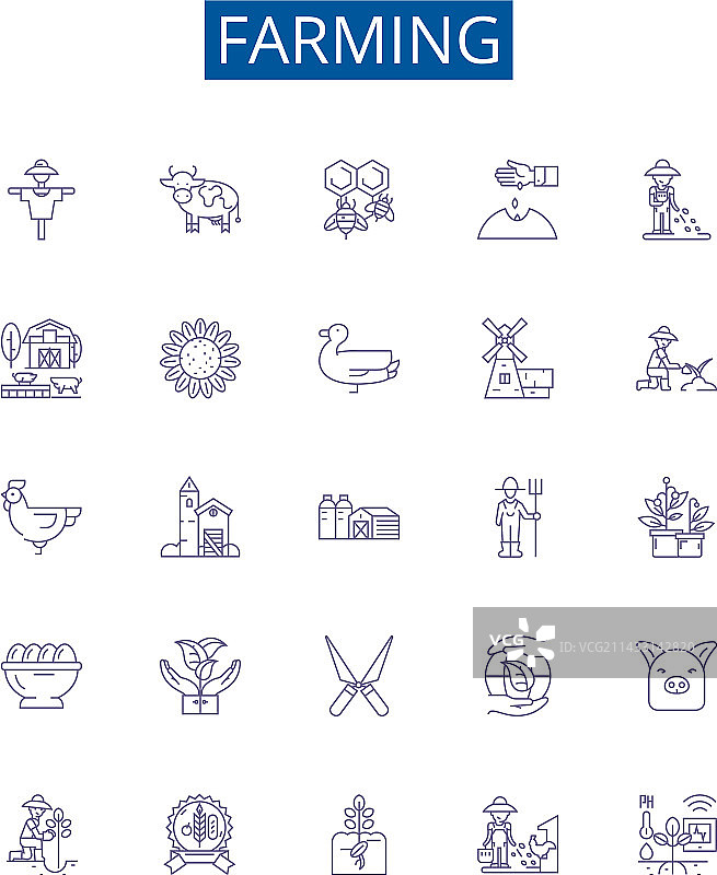 农业线条图标标志集设计图片素材
