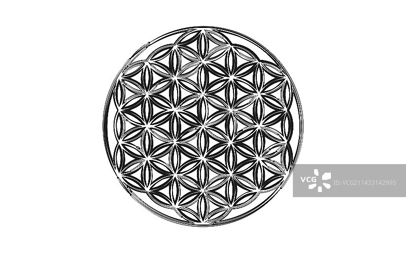 生命之花扬特拉曼陀罗手绘标志图片素材