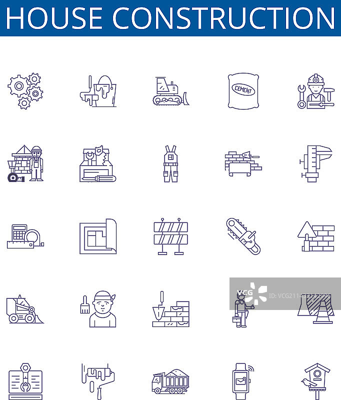 房屋建造线性图标符号设计图片素材