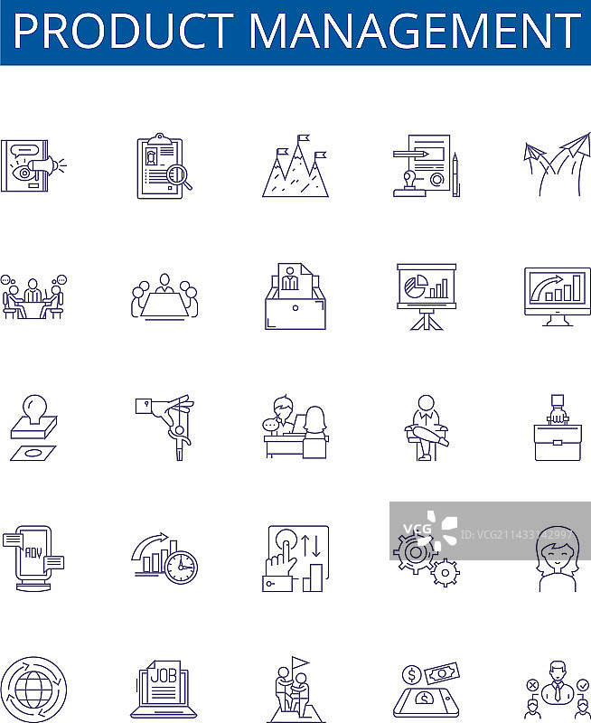 产品管理线性图标标志集设计图片素材