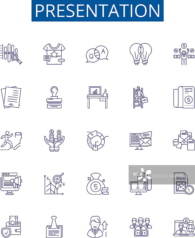 演示线性图标符号集设计图片素材