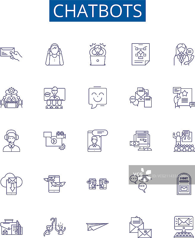 聊天机器人线性图标集设计图片素材
