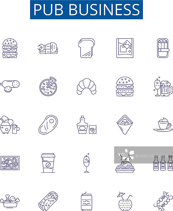 酒吧业务线性图标标志设计图片素材
