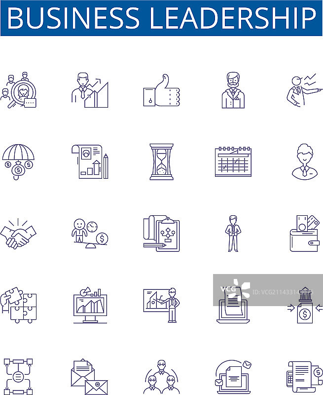 商务领导力线性图标标志设计图片素材