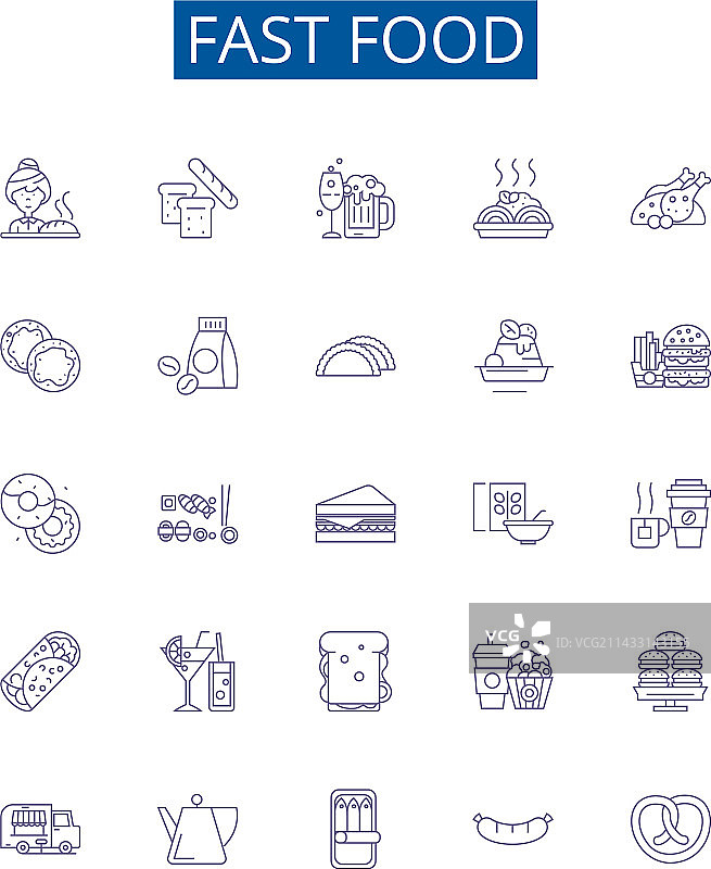 快餐线性图标标志设计合集图片素材