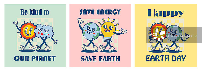 复古风格的世界地球日贺卡图片素材