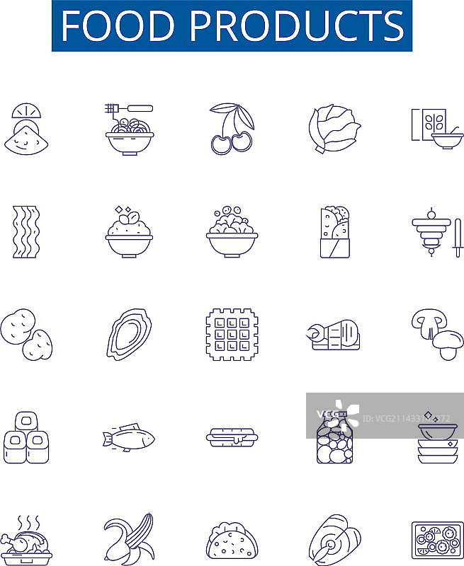 食品产品线性图标标志集设计图片素材