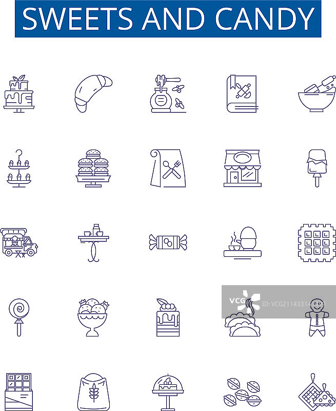 糖果和甜点线性图标标志设计图片素材