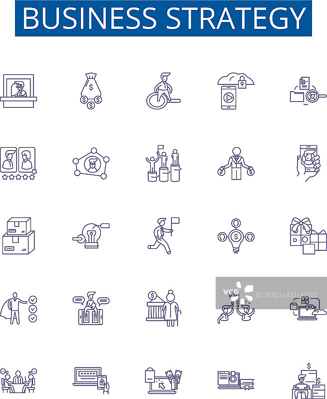 商业策略线性图标设计图片素材