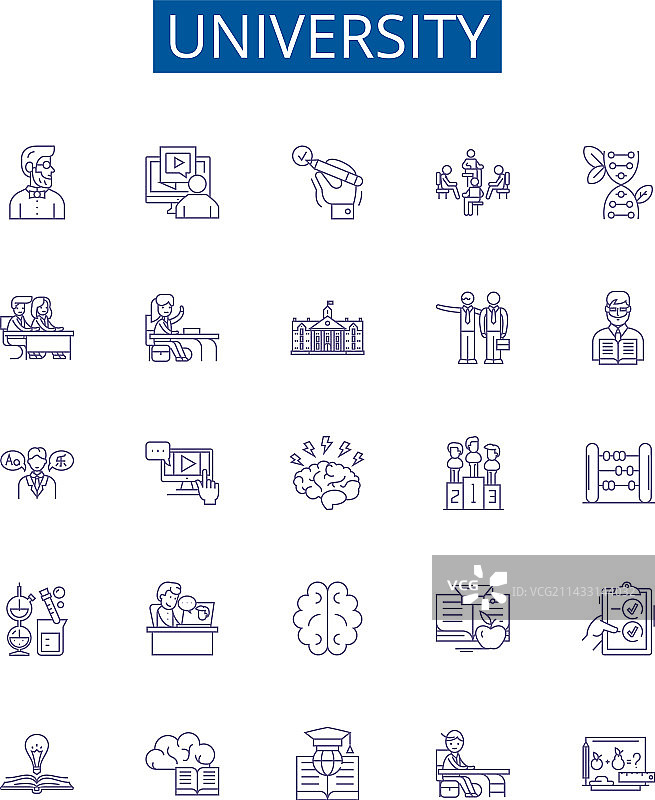大学线性图标符号集设计图片素材