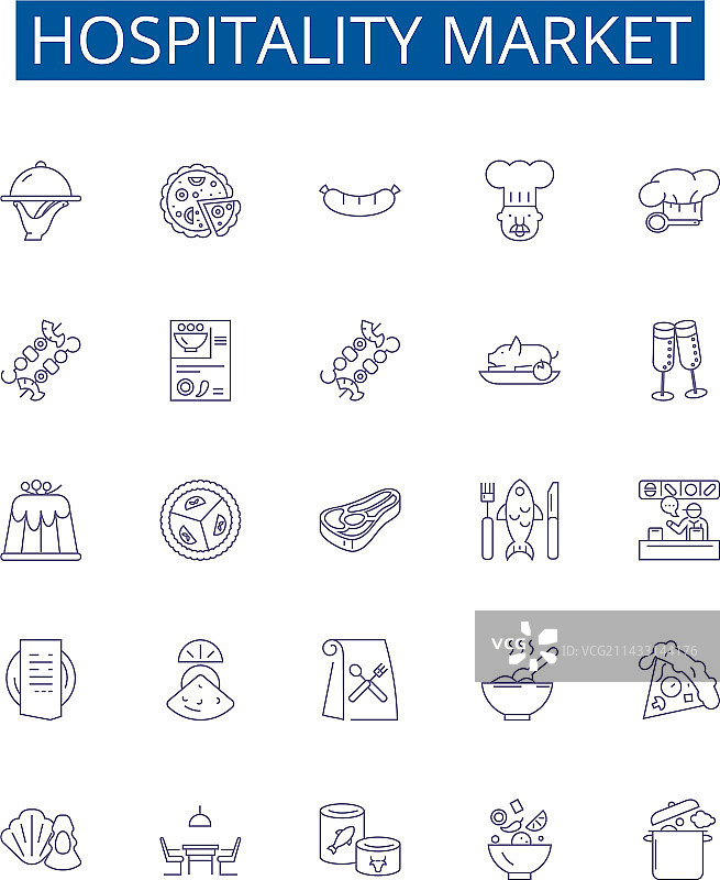 酒店市场线性图标标志设计图片素材