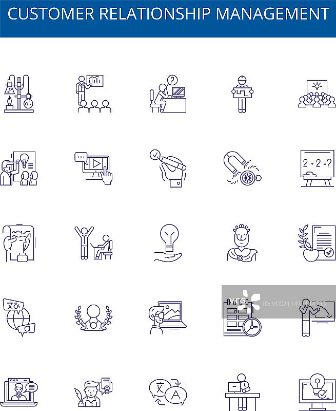 客户关系管理线性图标图片素材
